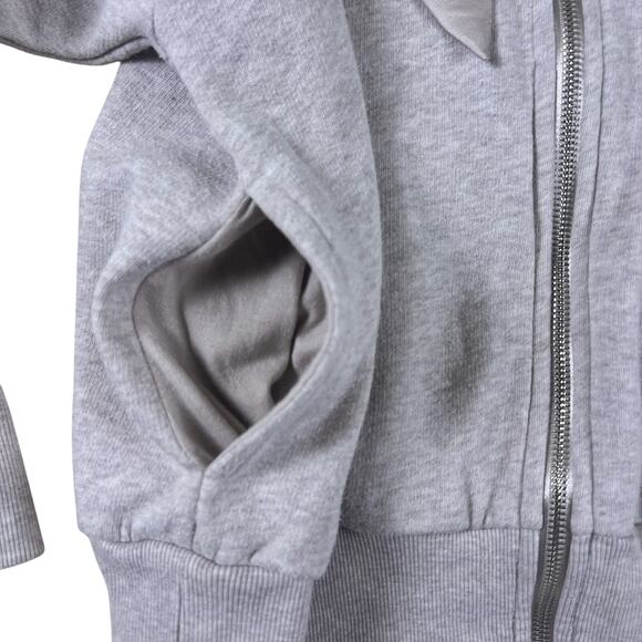Vintage Victorias Secret Satin Lined Hoodie M | Gray Taupe Zip Up Y2K Loungewear - Picture 8 of 14